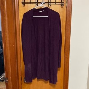 Gap Long Open Front Cardigan Purple